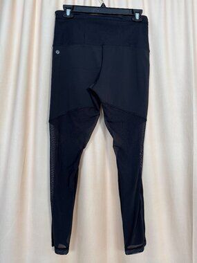 Lululemon Black Mesh Detail Leggings‎ Womens Size 8 High-Waist Activewear